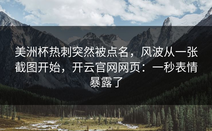 美洲杯热刺突然被点名，风波从一张截图开始，开云官网网页：一秒表情暴露了