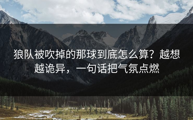 狼队被吹掉的那球到底怎么算？越想越诡异，一句话把气氛点燃