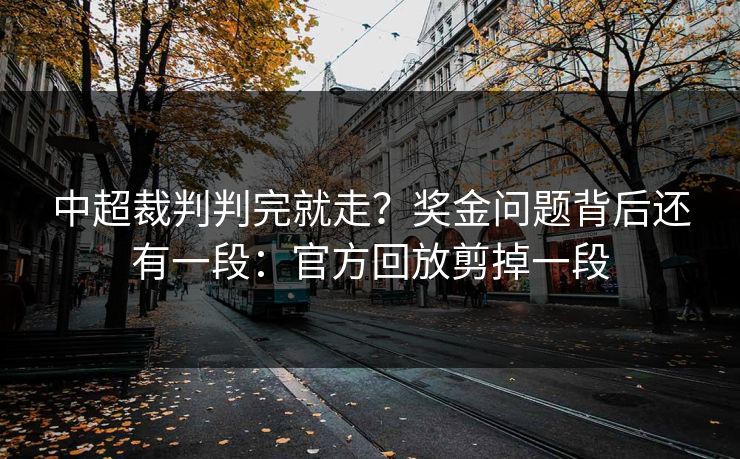 中超裁判判完就走？奖金问题背后还有一段：官方回放剪掉一段