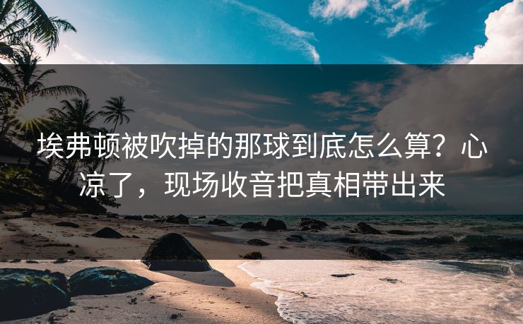 埃弗顿被吹掉的那球到底怎么算？心凉了，现场收音把真相带出来