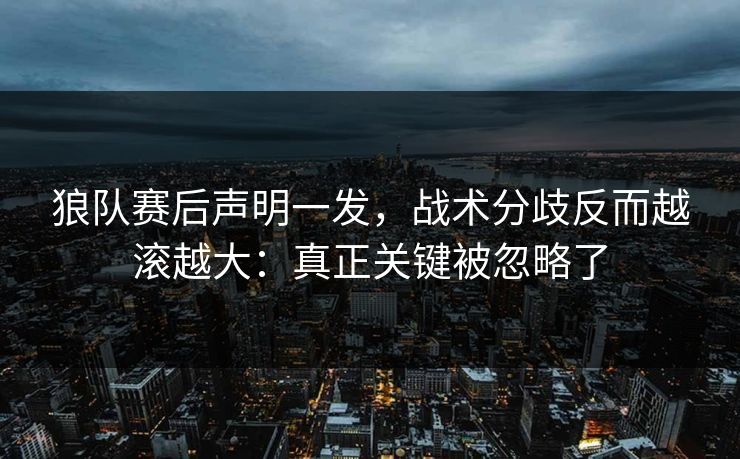 狼队赛后声明一发，战术分歧反而越滚越大：真正关键被忽略了
