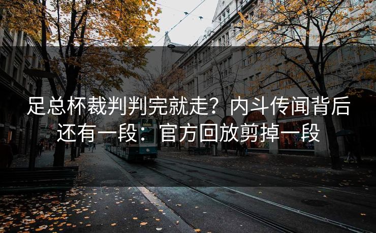 足总杯裁判判完就走？内斗传闻背后还有一段：官方回放剪掉一段