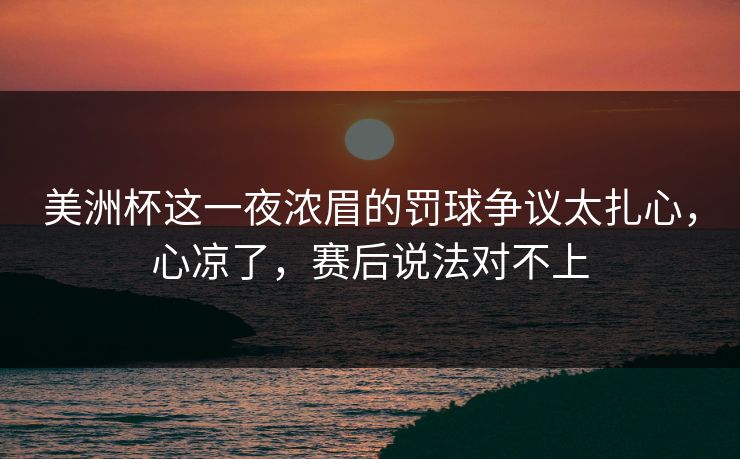 美洲杯这一夜浓眉的罚球争议太扎心，心凉了，赛后说法对不上