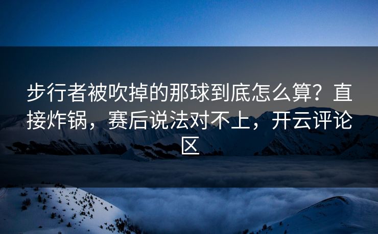 步行者被吹掉的那球到底怎么算?直接炸锅,赛后说法对不上,开云评论区