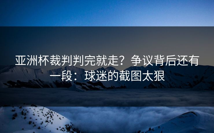 亚洲杯裁判判完就走?争议背后还有一段:球迷的截图太狠