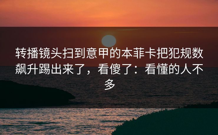 转播镜头扫到意甲的本菲卡把犯规数飙升踢出来了,看傻了:看懂的人不多
